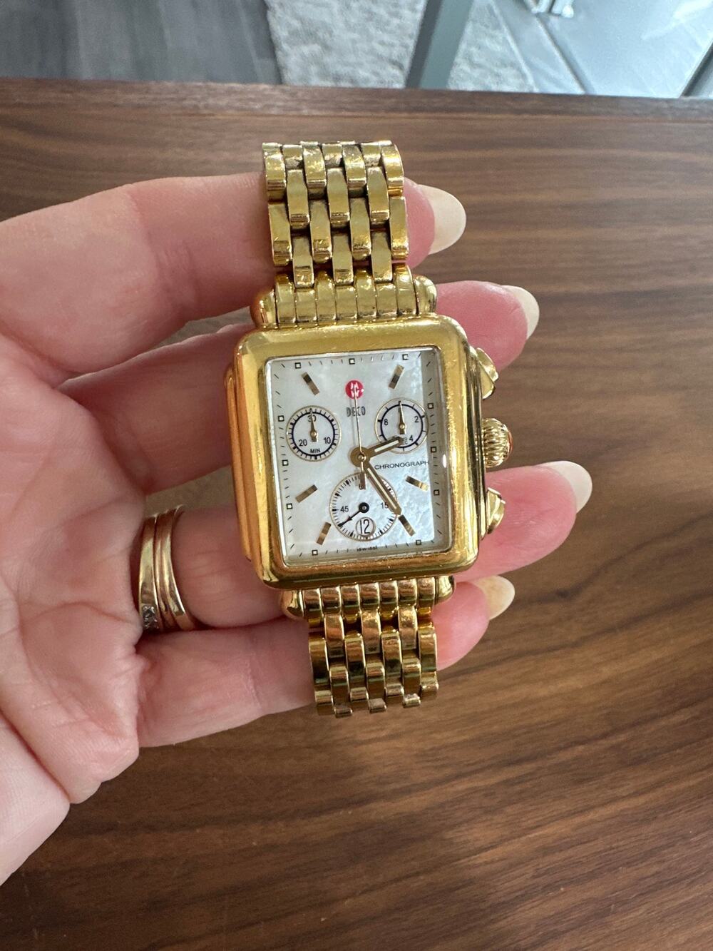 Michele Deco 18K Gold Plated Stainless Steel 33mm Watch